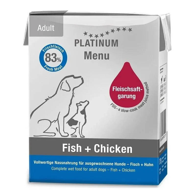Platinum Menu Pesce e Pollo - Cibo Umido per Cani, 375g