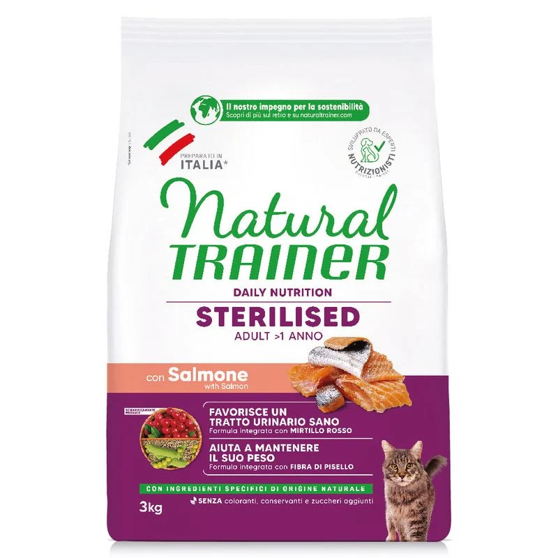 Natural Trainer Cat Adult Sterilizzato al Salmone - 3 kg