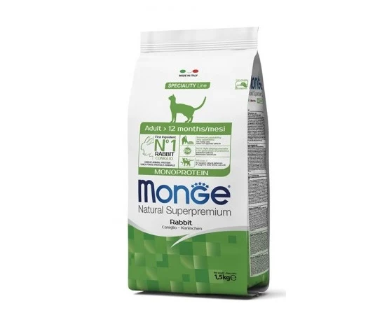 MONGE GATTO NATURAL SUPERPREMIUM ADULTO CONIGLIO 1,5 KG