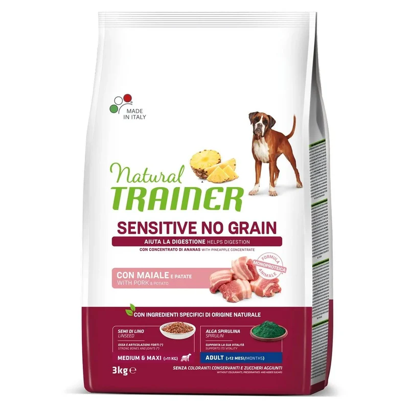 Natural Trainer Sensitive No Grain Adult Medium/Maxi Maiale - 12 kg