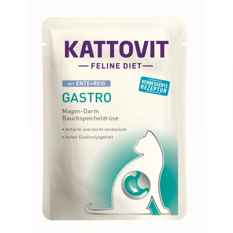 Kattovit Gastro Anatra e Riso - Alimento Umido per Gatti - Busta 85 g