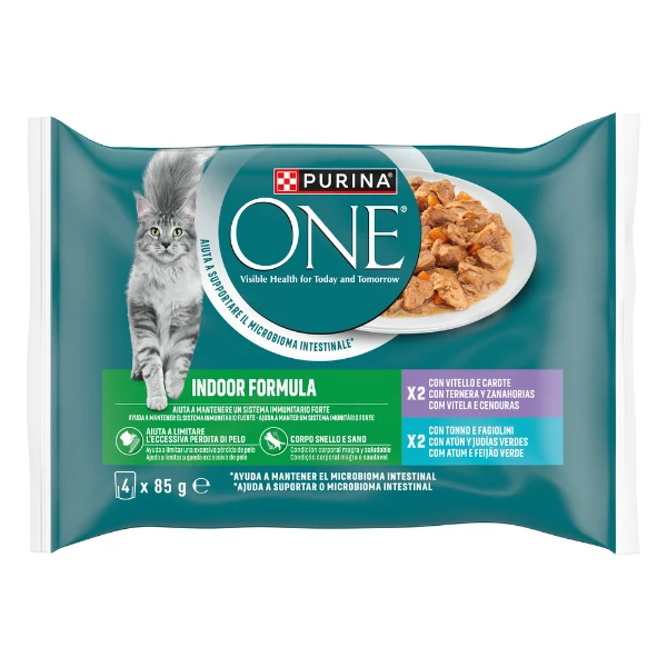 Purina One Indoor Cat Adult filettini in salsa multipack 4x85 gr