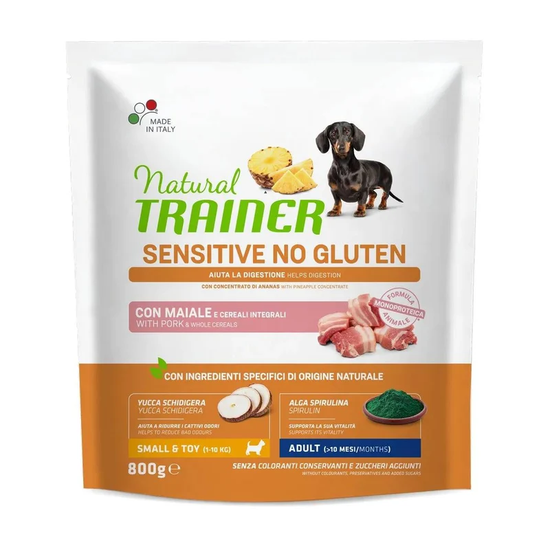 Natural Trainer Sensitive No Gluten Adult Mini al Maiale - 800g