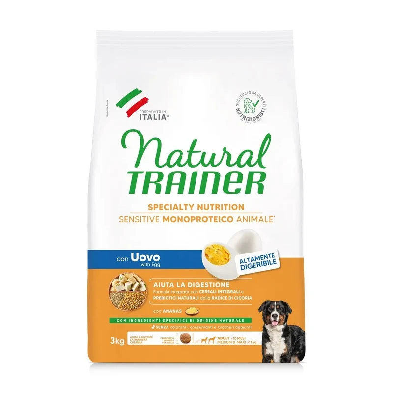 Natural Trainer Sensitive No Gluten Adult Medium/Maxi Uovo - 3 kg
