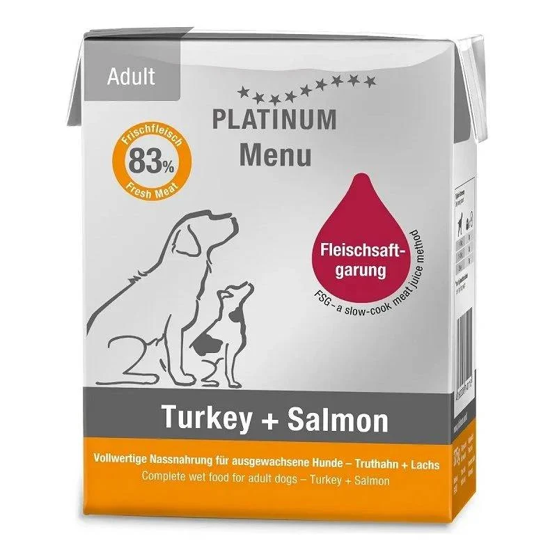 Platinum Menu Tacchino e Salmone - Cibo Umido per Cani, 375g