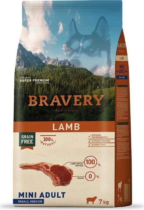 Bravery Adult Mini Agnello - Crocchette Grain Free per Cani Piccoli - 7 kg