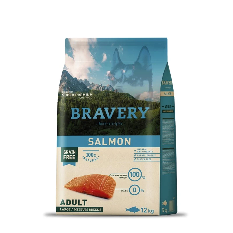 Bravery Adult Medium/Large Salmone - Grain Free Omega-3 - 12 kg