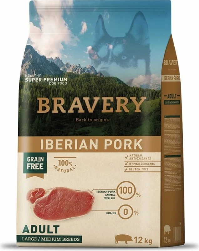 Bravery Adult Medium/Large Maiale - Crocchette Senza Cereali Digeribili - 12 kg