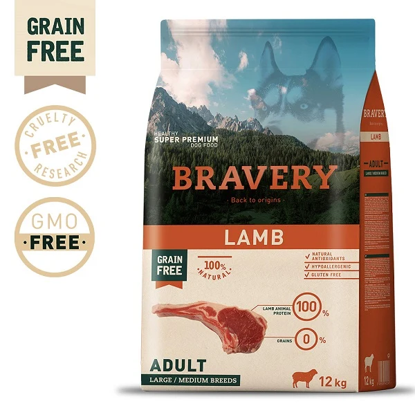 Bravery Adult Medium/Large Agnello - Grain Free Ipoallergeniche - 12 kg