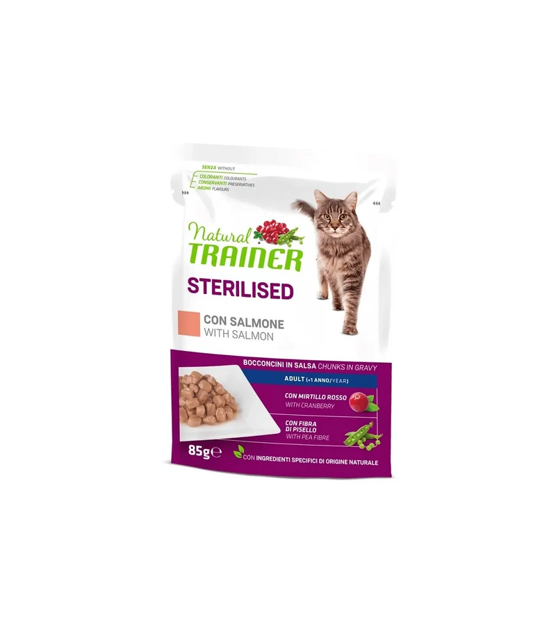 TRAINER GATTO NATURAL ADULTO STERILIZZATO SALMONE 85 GR