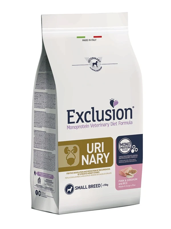 EXCLUSION CANE DIET URINARY ADULTO SMALL MAIALE, SORGO & RISO 2 KG