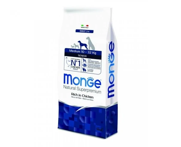 MONGE CANE NATURAL SUPERPREMIUM SENIOR MEDIUM POLLO 12 KG