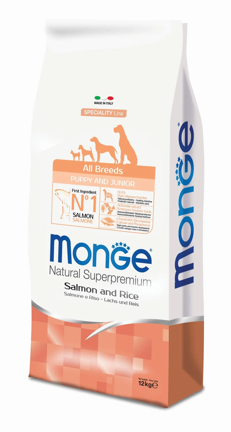 Monge Cane Natural Superpremium Puppy & Junior All Breeds Salmone & Riso 12 kg
