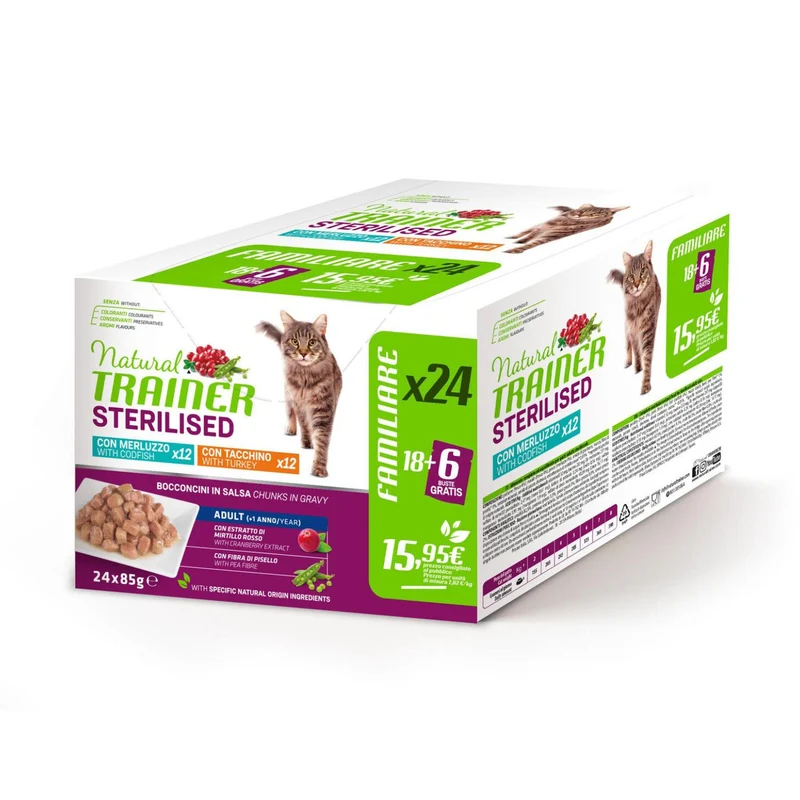 Natural Trainer Treat Sterilized Merluzzo, Tacchino e Carote - 24x85 g