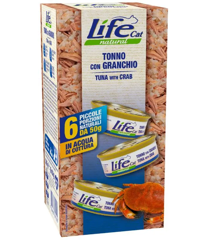 Life Cat Natural Multipack Gatto Tonno e Granchio - 6x50g