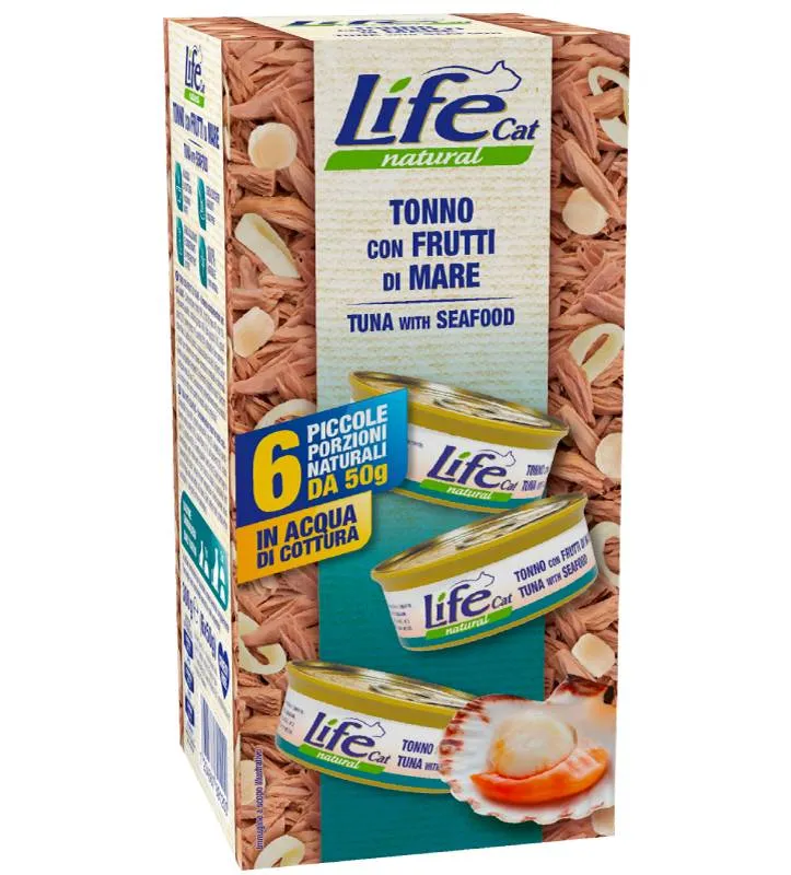 Life Cat Natural Multipack Gatto Tonno e Frutti di Mare - 6x50g