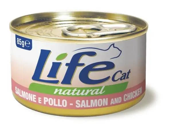 Life Cat Natural Salmone e Pollo - Cibo Umido Gatto, 85g
