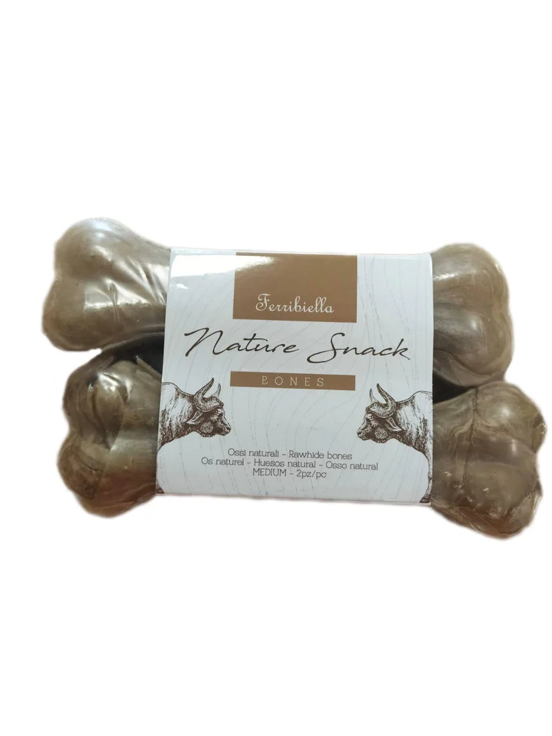 Osso Naturale da Masticare per Cani - Confezione 2pz, 140g, 12,5 cm