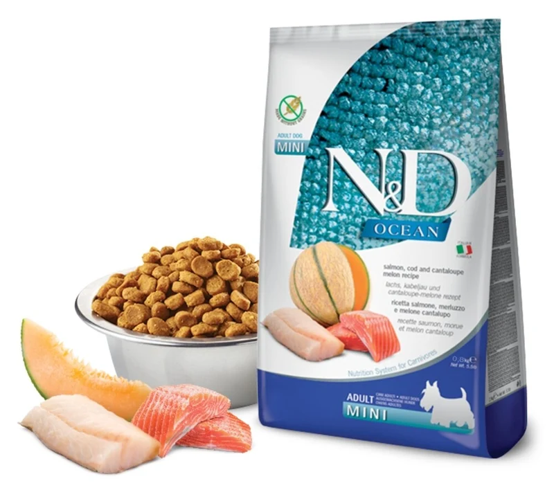 Farmina N&D Ocean Dog Adult Mini Salmone, Merluzzo e Cantalupo - 800g