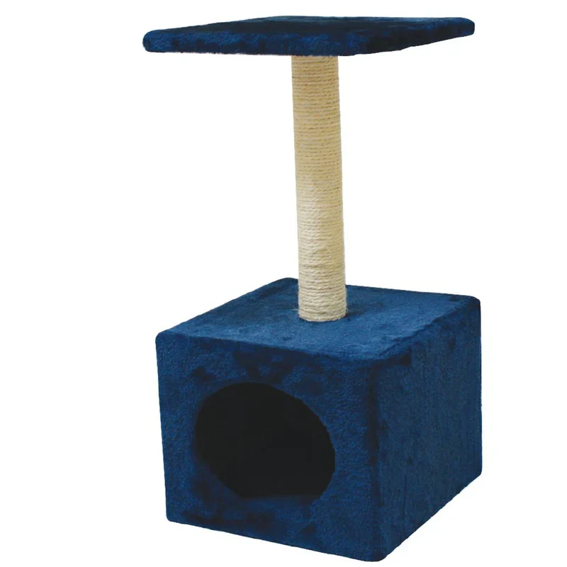 Tiragraffi Giglio Leopet con Colonna in Sisal - Dark Blue - 30x30x55 cm