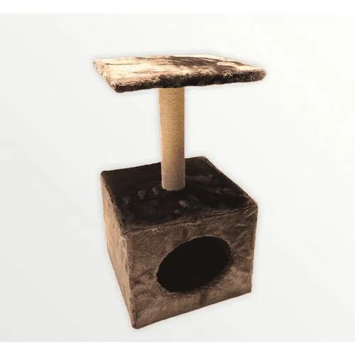 Tiragraffi Giglio Leopet con Colonna in Sisal - Marrone Scuro - 30x30x55 cm
