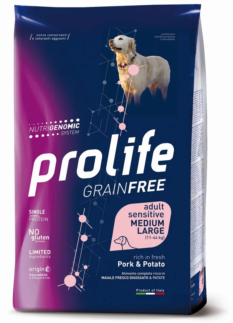 Prolife Cane Grain Free Sensitive Adulto Medium & Large Maiale & Patate 10 kg