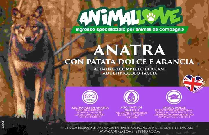 Animalove Grain Free Adult Small Anatra, Patate e Arancia - Cani - 6 kg