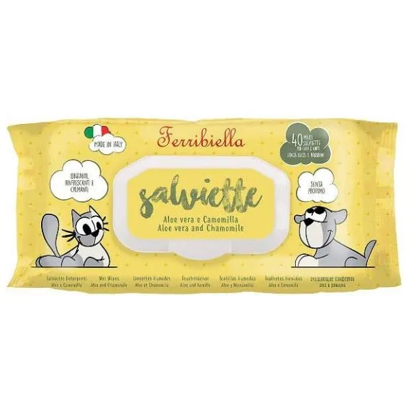Ferribiella Salviette Aloe Vera e Camomilla - Espositore 12 Conf. x 40 pz