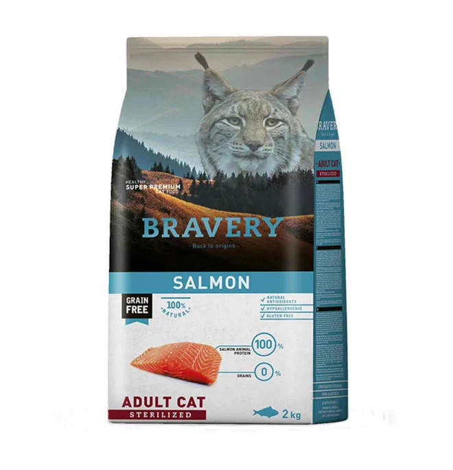Bravery Gatto Adult Salmone Sterilizzato - Crocchette, 2 kg