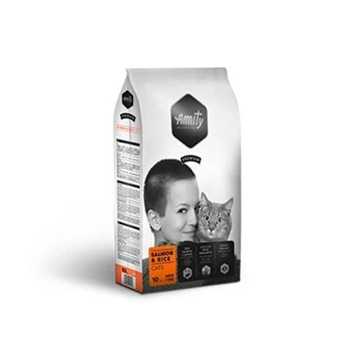 Amity Gatto Premium Salmone e Riso - Crocchette Gatti, 10 kg
