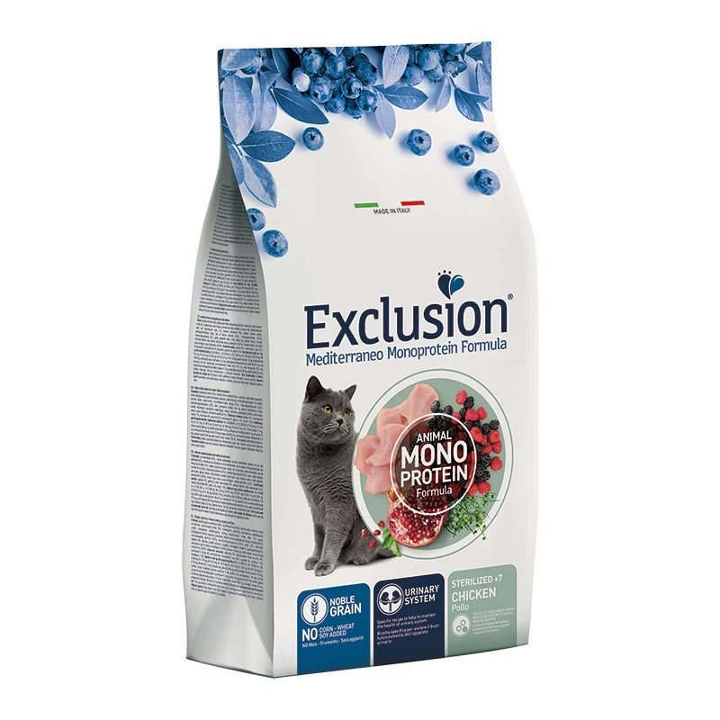Exclusion Mediterraneo Gatto Sterilized +7 (Senior) al Pollo - 1,5 kg