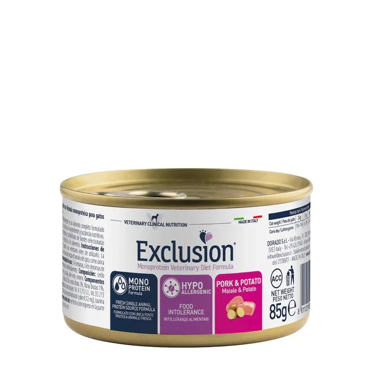 Exclusion Veterinary Diet Gatto Hypoallergenic Maiale e Patata - 85g