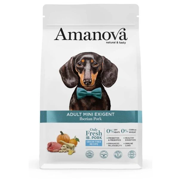 Amanova Adult Mini Exigent Iberian Pork - Crocchette Cani Piccoli - 7 kg