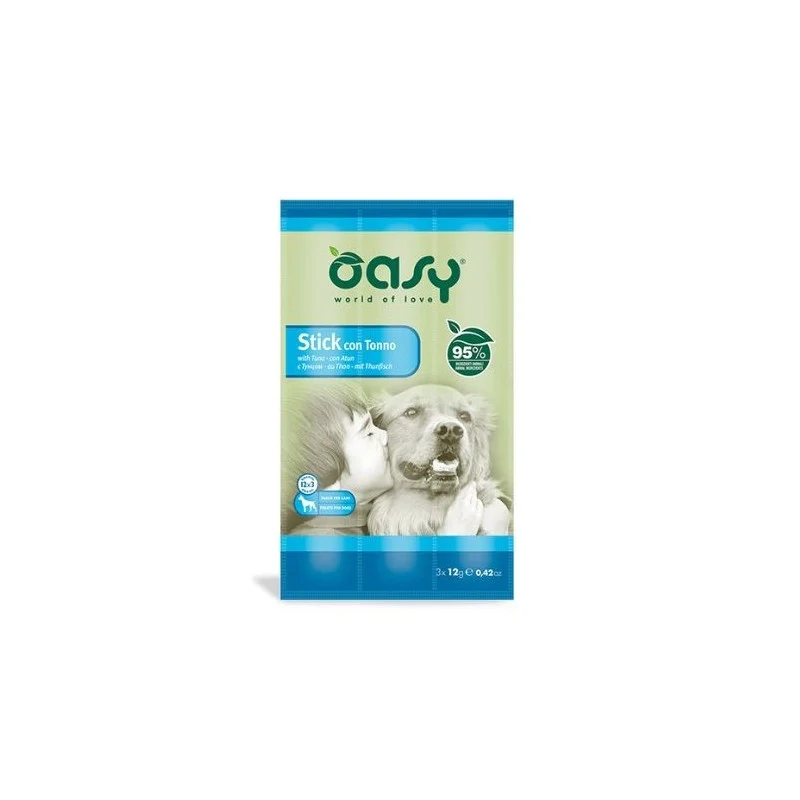 Oasy Snack per Cani Stick con Tonno - Premietto Saporito - 3x12 g