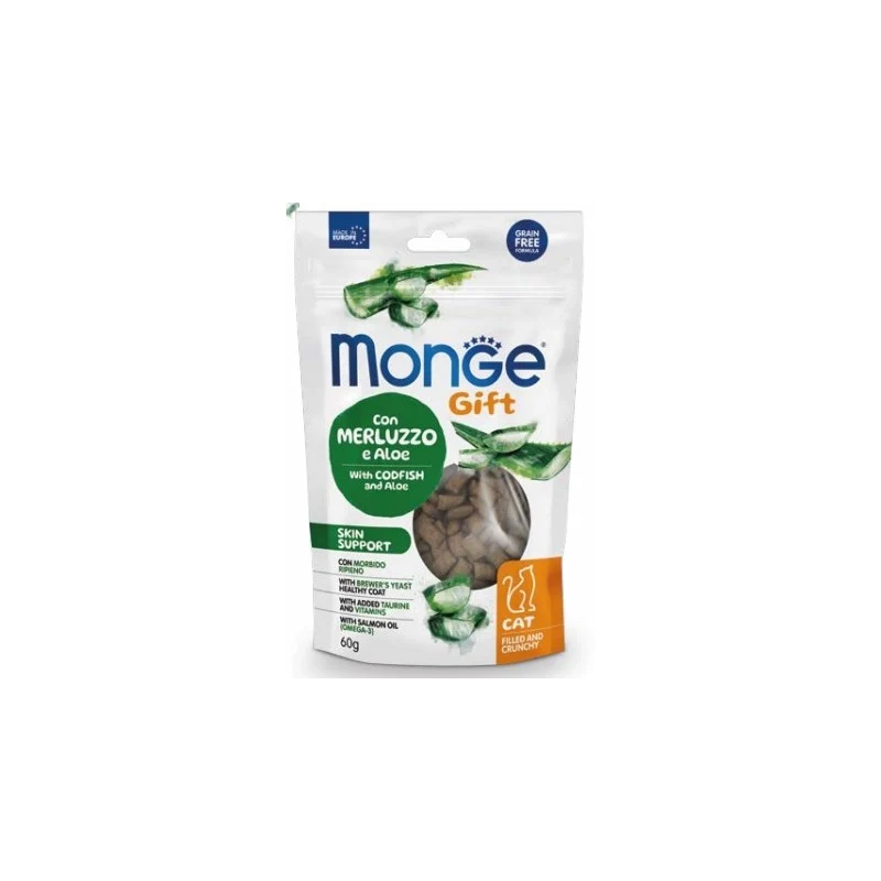 Monge Gatto Snack Skin Support Merluzzo e Aloe Vera - 60g