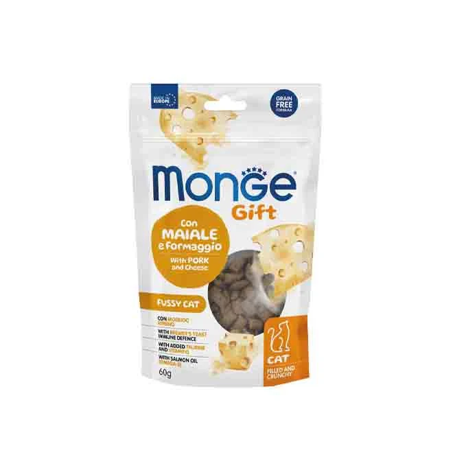 Monge Gatto Snack Appetito Difficile Maiale e Formaggio - 60g