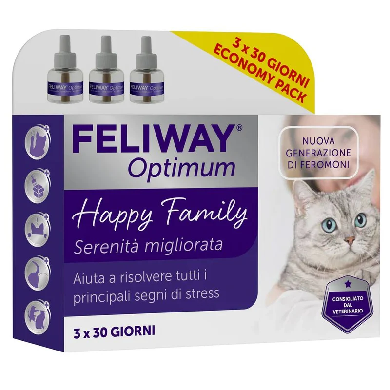 Feliway Optimum Ricarica 3x48 ml - Feromoni per Benessere Gatto