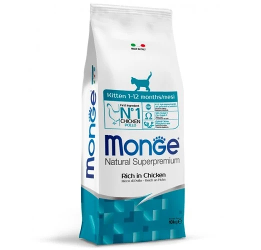 MONGE GATTO NATURAL SUPERPREMIUM KITTEN POLLO 10 KG