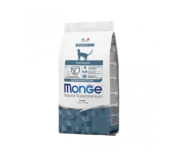 MONGE GATTO NATURAL SUPERPREMIUM ADULTO STERILIZZATO TROTA 10 KG