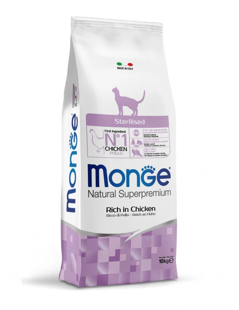 MONGE GATTO NATURAL SUPERPREMIUM ADULTO STERILIZZATO POLLO 10 KG