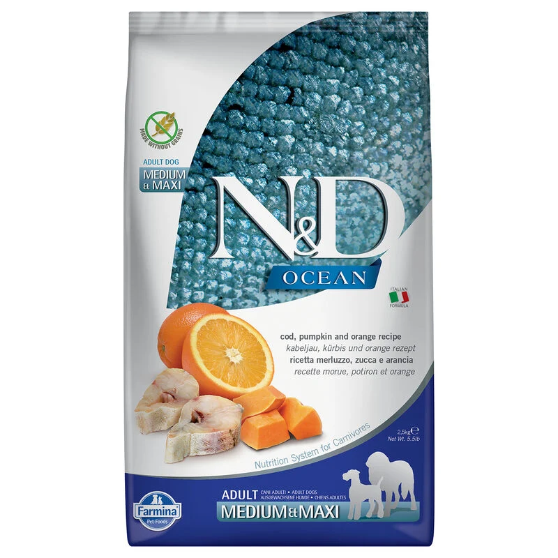 Farmina N&D Ocean Dog Adult Medium/Maxi Merluzzo e Zucca - 2,5 kg