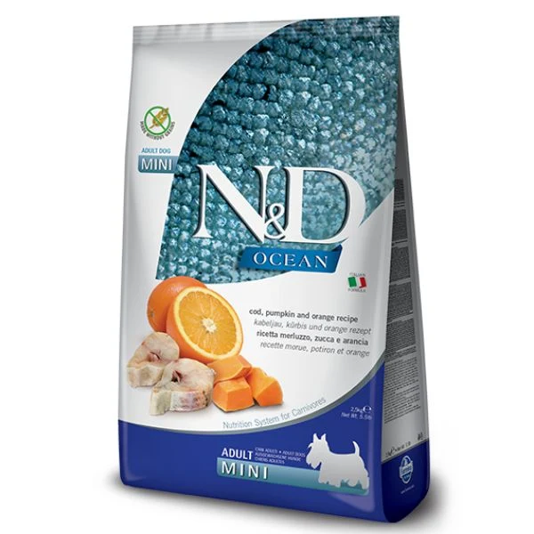 Farmina N&D Ocean Dog Adult Mini Merluzzo, Zucca e Arancia - 800g