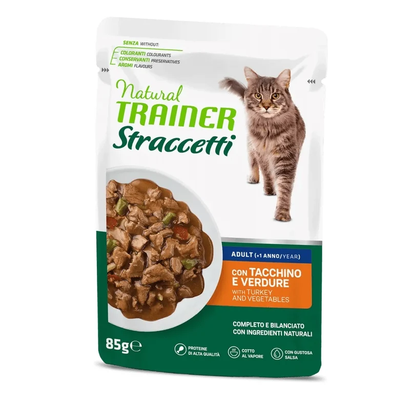 Trainer Gatto Natural Straccetti Adulto Tacchino & Verdure 85 g