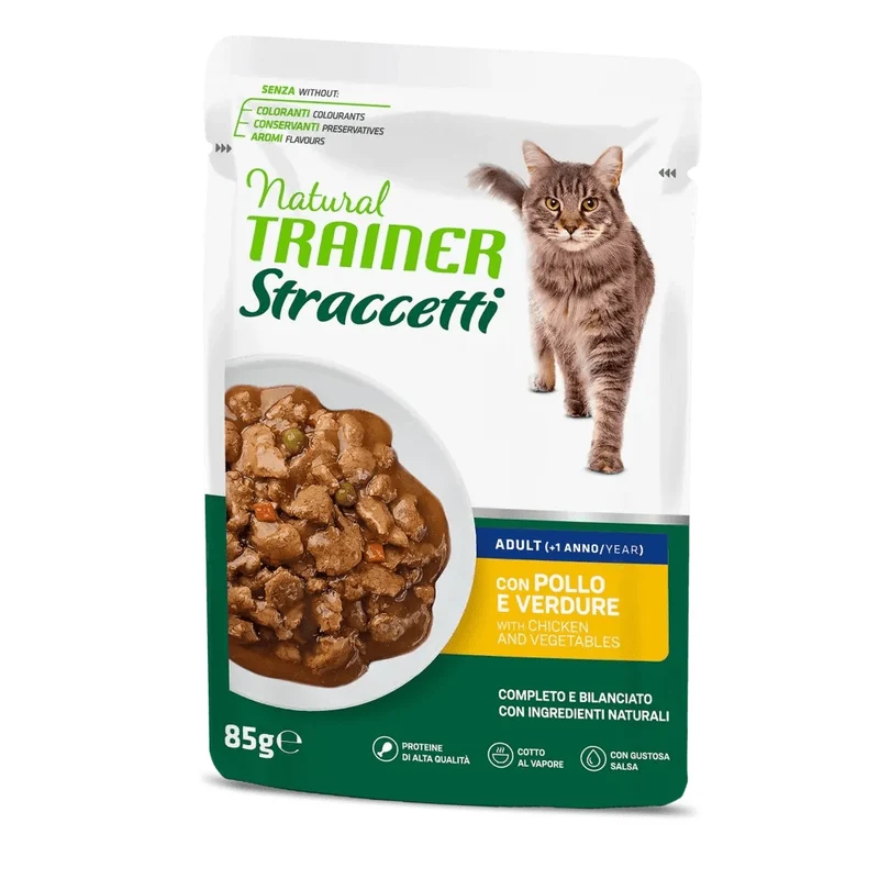 Trainer Gatto Natural Straccetti Adulto Pollo & Verdure 85 g