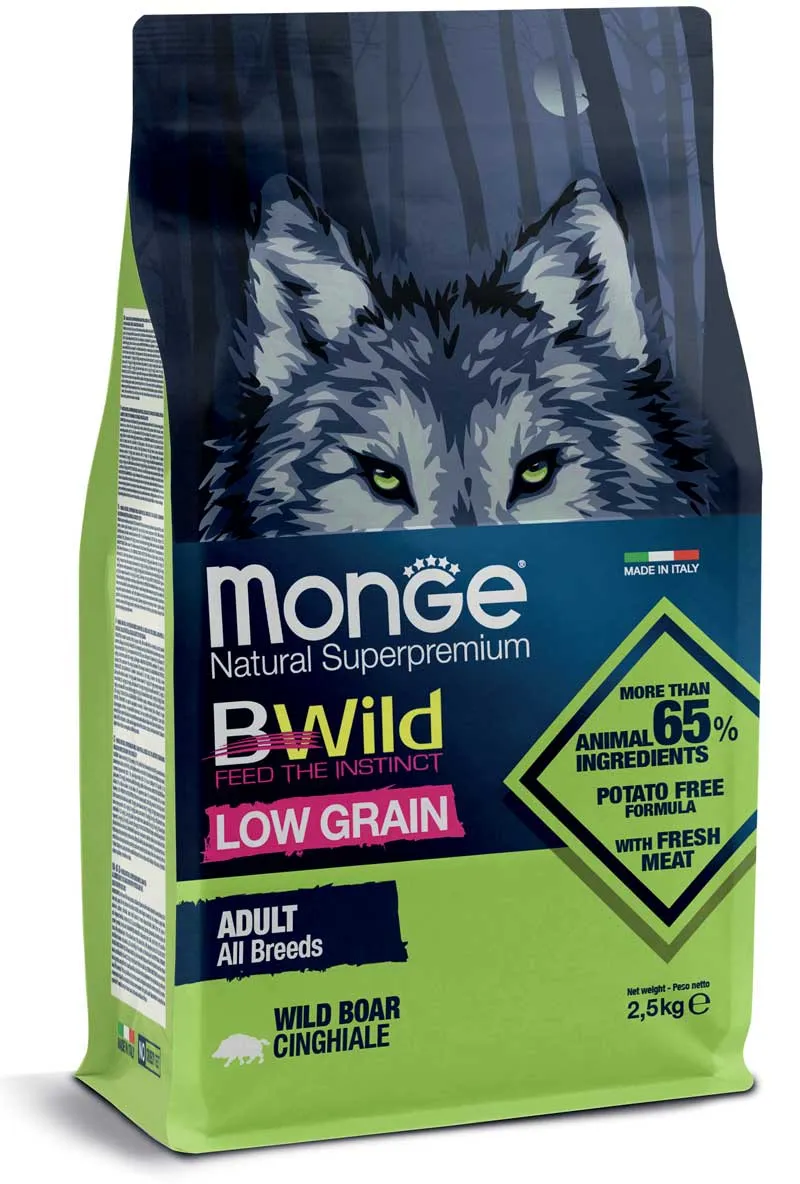 Monge Cane BWild Low Grain Adulto All Breeds Cinghiale 2,5 kg