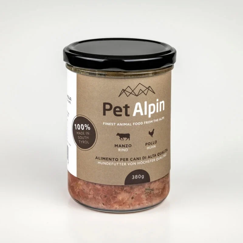 Pet Alpin Ragù Manzo e Pollo - Cibo Umido Cani, 380g