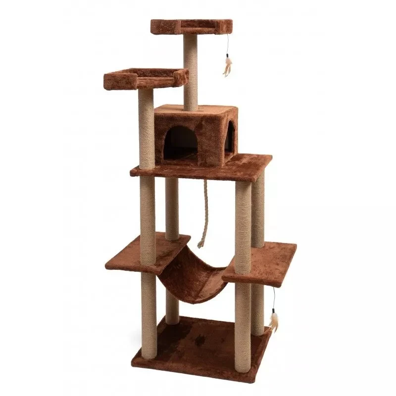 Tiragraffi Cortina Leopet per Gatti - Marrone, 60x45x170 cm