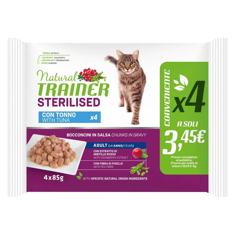 Natural Trainer Gatto Adult Sterilizzato al Tonno - Multipack 4x85g