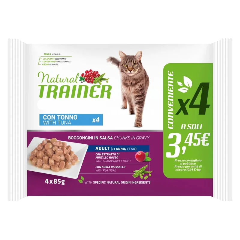 Natural Trainer Gatto Adult al Tonno - Pack 4x85g