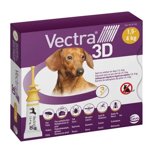 Vectra 3D Antiparassitario Cani 1,5-4 kg - 3 Pipette